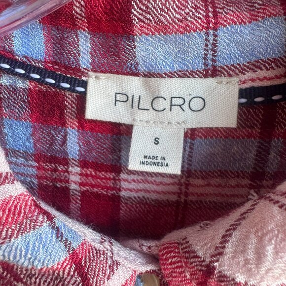 Pilcro Long Sleeve Button Up Collared Plaid Shirt Women's Size S - Picture 3 of 9